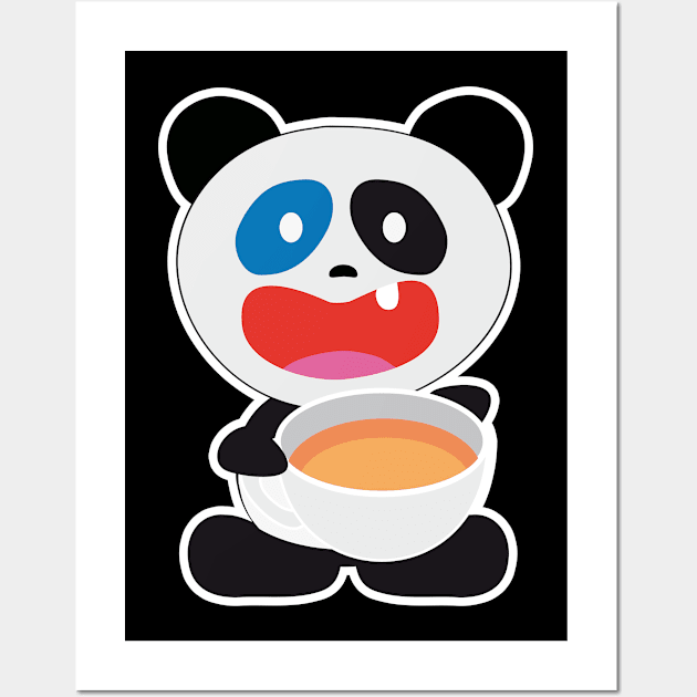 Panda Bear with Tea Wall Art by HappyGiftArt